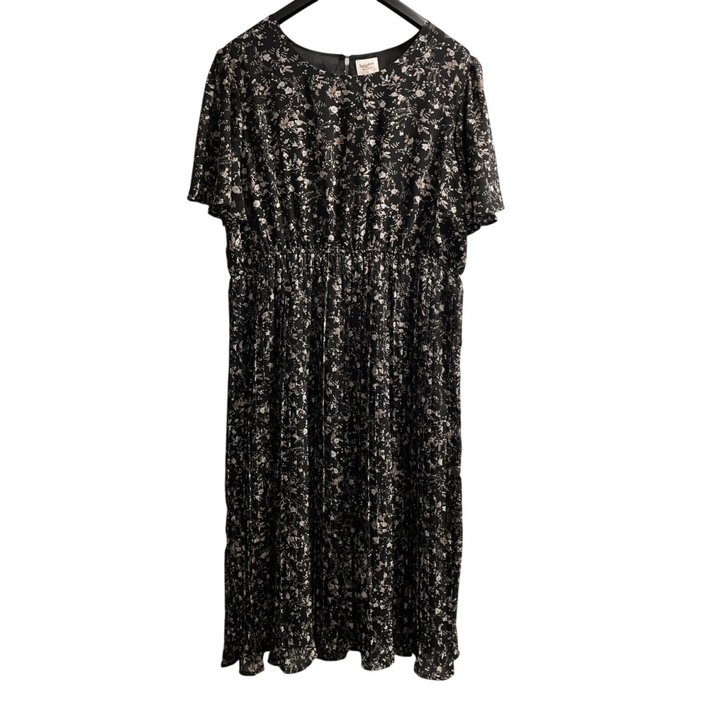 Hayden Dress Black Dark Floral Chiffon Pleated Maxi‎ Size 2XL Fairy Grunge Event